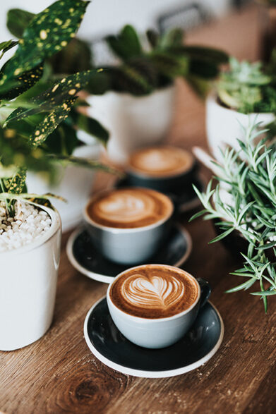 観葉植物とコーヒー｜人気のカフェ風インテリア