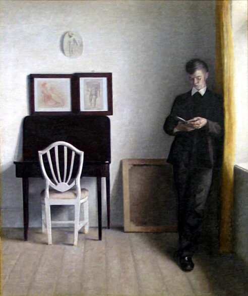 読書する若い男のいる室内｜北欧の画家｜ヴェルヘルム・ハンマースホイ